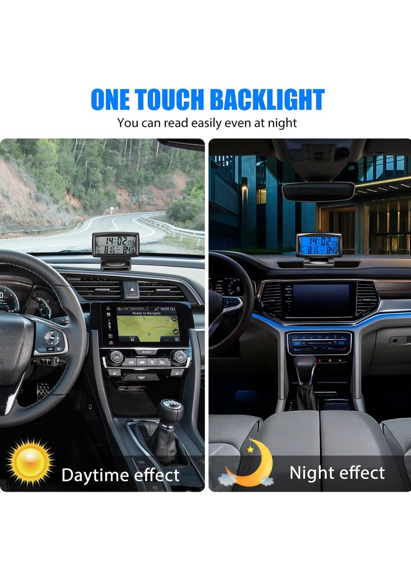 إسكدنيا Car Digital Thermometer Clock, Car Digital Temperature Dashboard Clock, Car Dashboard Clock with Dual Fahrenheit Date Alarm, LCD Backlight Car Accessories, for Car Interior (Black) - Image 4