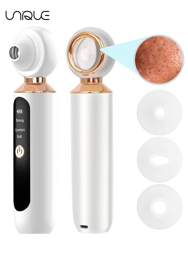 Unique Visual Blackhead Remover Vacuum - 3 Adjustment Modes & 3 Silicone Nozzle Blackhead Extractor - Pore Cleaner LED Magnifier - Professional Black Head Extractions Tool for Facial Deep Cleansing - Image 1