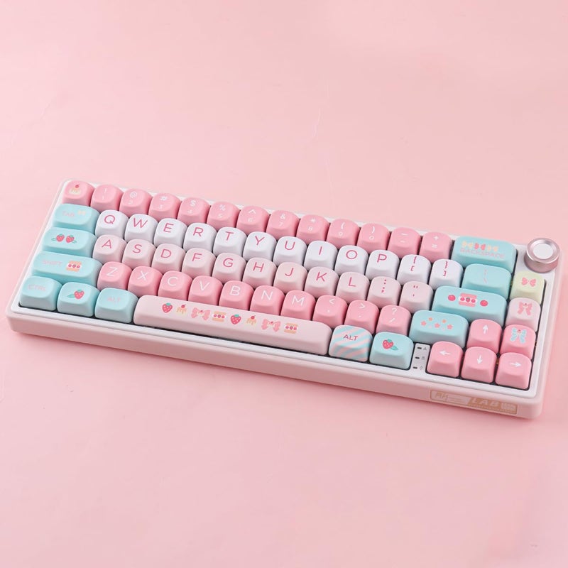 TYRIXKI PBT Keycaps 132 Keys MOA Keycaps, Cream Strawberry Cute Keycaps Dye-Sublimation Custom Keycap Set for Cherry Gateron MX Swithes Mechanical Keyboards - Image 4