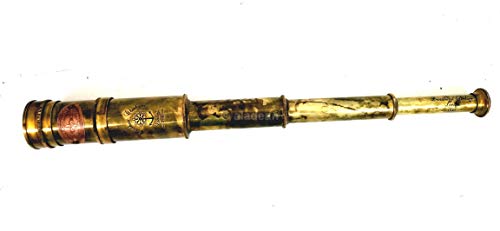 ALADEAN Scout Regiment Brass Telescope 19" London 1940 Broadhurt Clarkson Antique Replica Spyglass Scope High Resolution DF Lens Brilliant Magnification (Scout -19") - Image 5