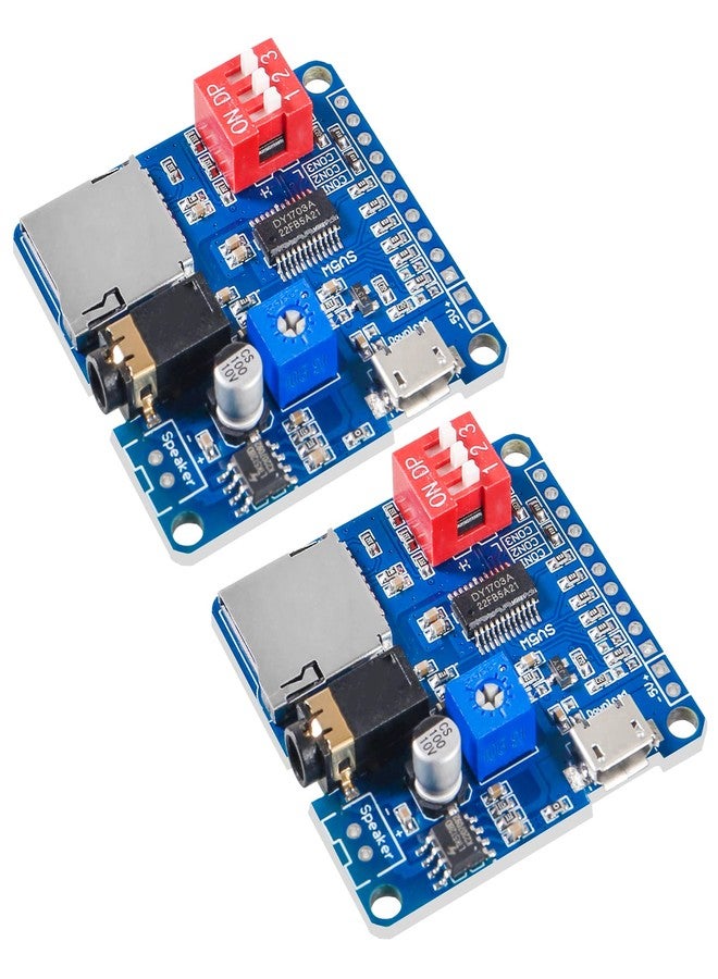 Diitao 2PCS Voice Playback Module,MP3 Player Music Voice Board IO Trigger UART Serial Adapter Control Playback Module Micro USB I/O Broadcast Function Amplifier Board Support SD/TF Card DY-SV5W - Image 1