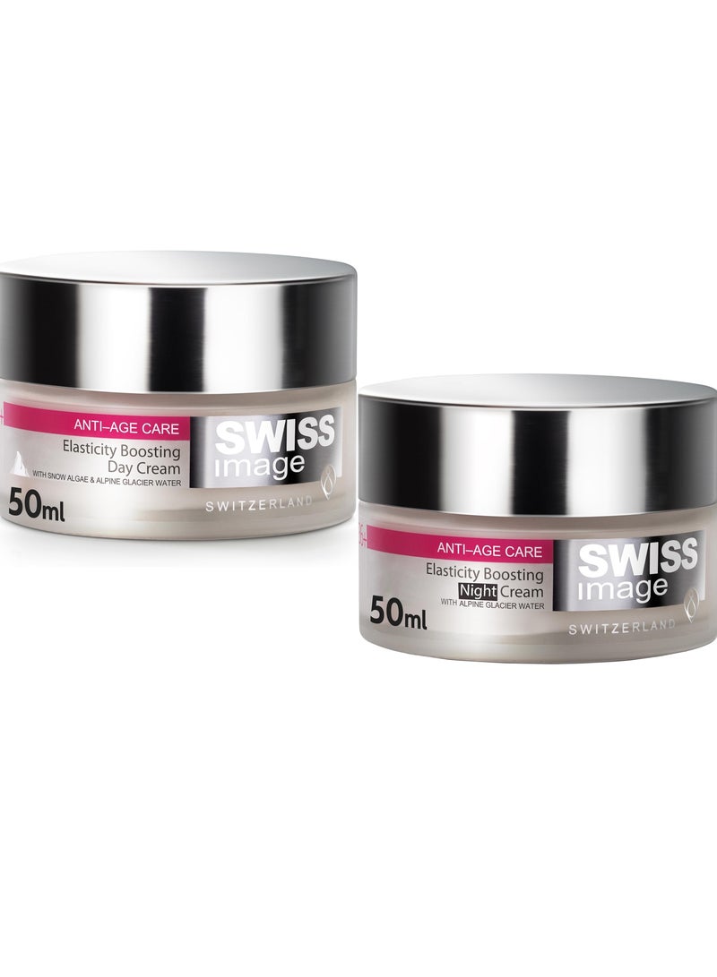 سويس إيمدج كريم نهاري للعناية بمكافحة الشيخوخة وتعزيز مرونة الوجه، يقلل من ظهور الخطوط الدقيقة والتجاعيد، يرطب البشرة، 50 مل مع كريم ليلي 50 مل تركيبة مضادة للشيخوخة مع تعزيز الكولاجين، مرطب، يقلل التجاعيد، لجميع أنواع البشرة - Image 2