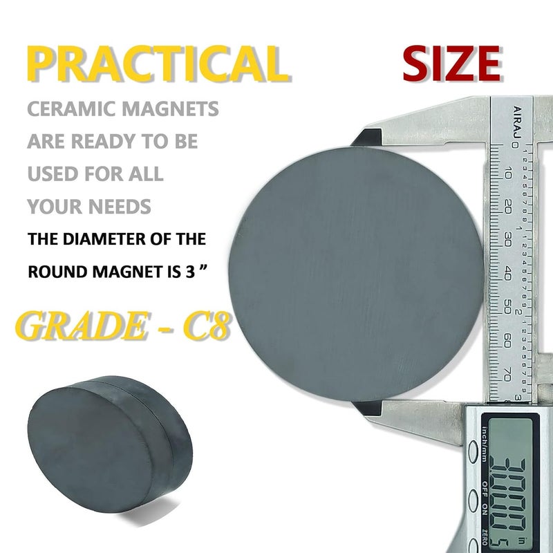 AOMAG Ceramic Magnets C8 Dia 3" X1/2" Hard Ferrite Magnets 2-Count - Image 4
