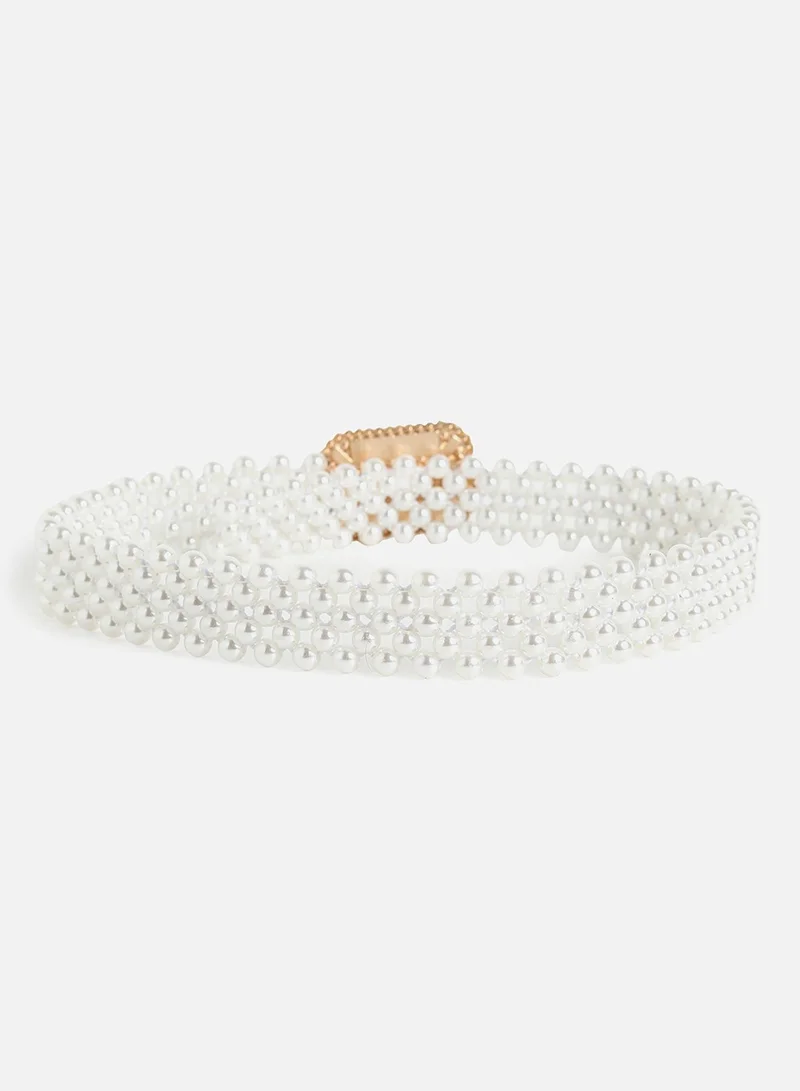 Haute Sauce White Solid Waist Belt