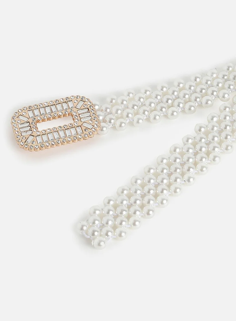 Haute Sauce White Solid Waist Belt