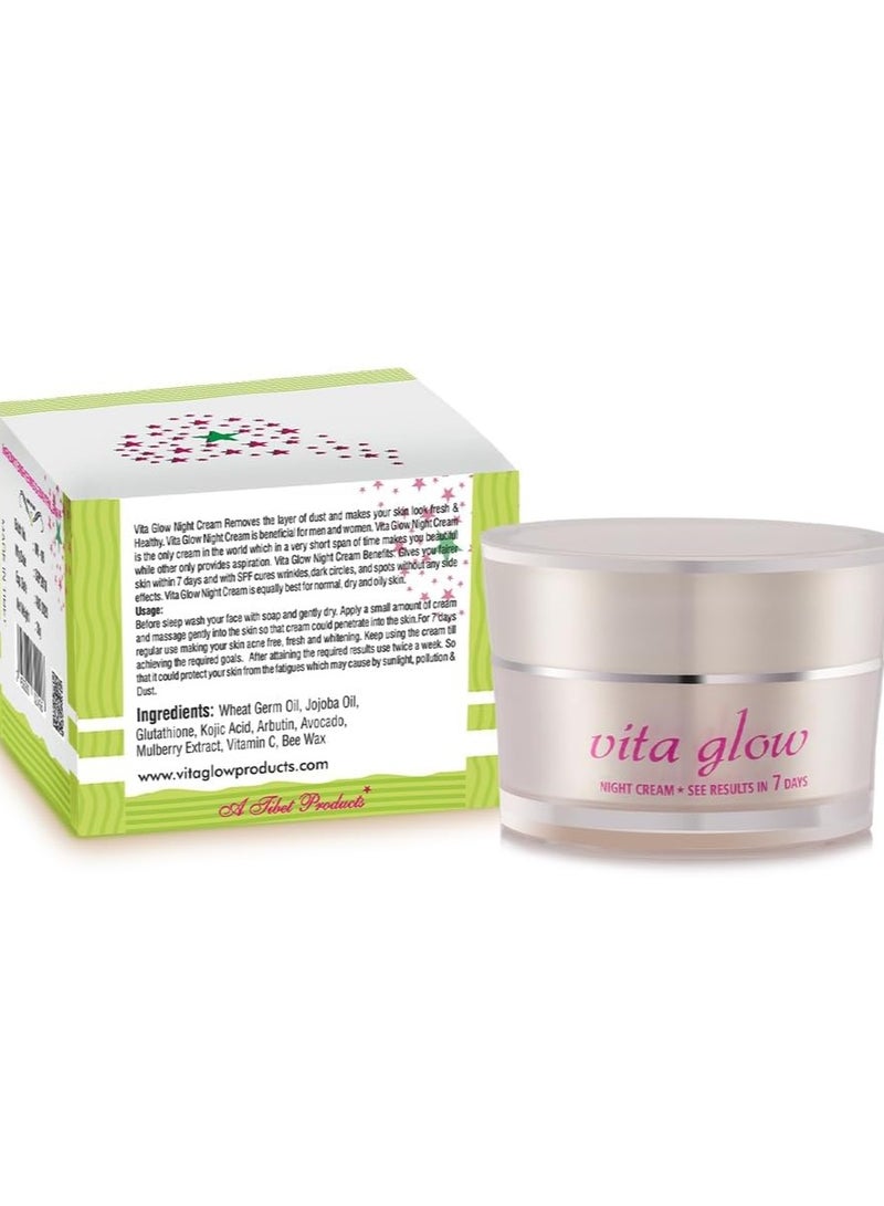 Vita Glow Vita Glow Night Brightening Cream 30g - Overnight Skin Tone Treatment with Natural Extracts - Dark Spot & Dullness Care - Image 3