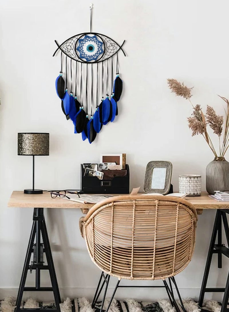 SOLARAE Evil Eye Dream Catcher, Handmade Macrame Evil Eye Wall Hanging for Boho Room House Decor - Image 3