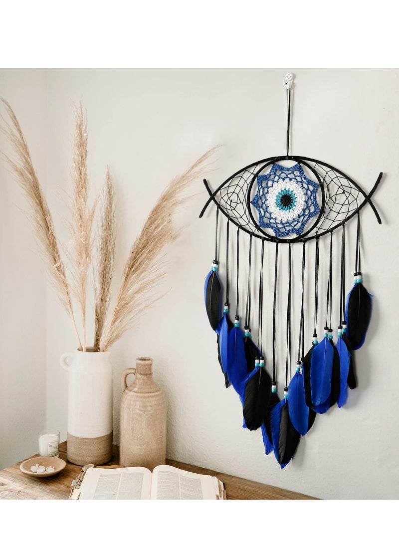 SOLARAE Evil Eye Dream Catcher, Handmade Macrame Evil Eye Wall Hanging for Boho Room House Decor - Image 2