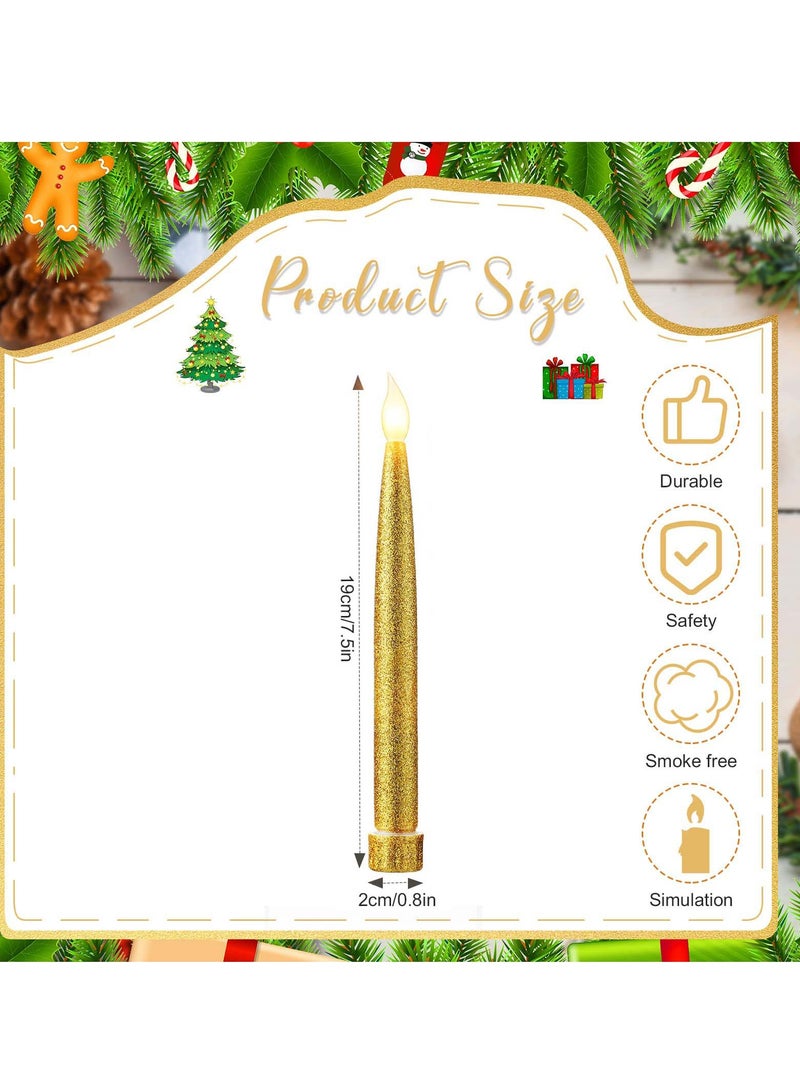 كاست ويف شموع LED مدببة، 12 قطعة بطول 19 سم، شموع LED عديمة اللهب ومتموجة تعمل بالبطارية، شموع بيضاء للمنزل والمطعم وحفلات الزفاف وحاملات العرض والديكور - Image 2