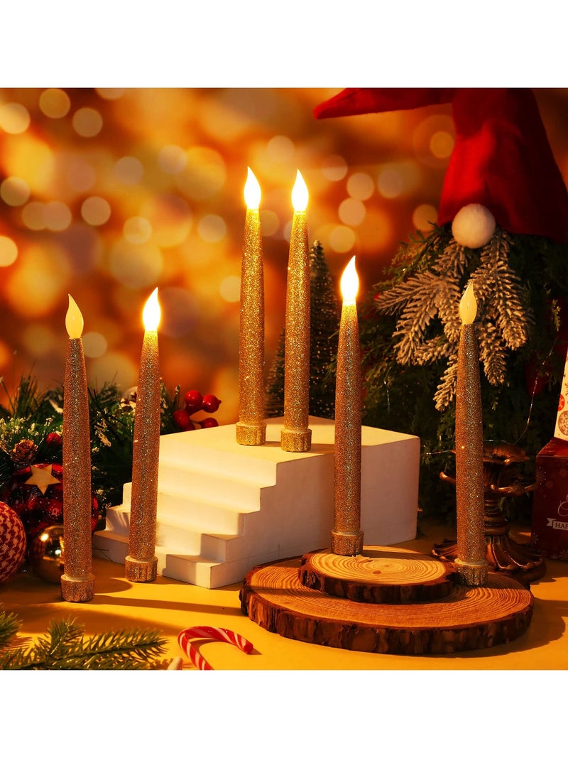 كاست ويف شموع LED مدببة، 12 قطعة بطول 19 سم، شموع LED عديمة اللهب ومتموجة تعمل بالبطارية، شموع بيضاء للمنزل والمطعم وحفلات الزفاف وحاملات العرض والديكور - Image 4