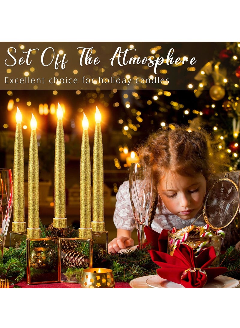 كاست ويف شموع LED مدببة، 12 قطعة بطول 19 سم، شموع LED عديمة اللهب ومتموجة تعمل بالبطارية، شموع بيضاء للمنزل والمطعم وحفلات الزفاف وحاملات العرض والديكور - Image 5