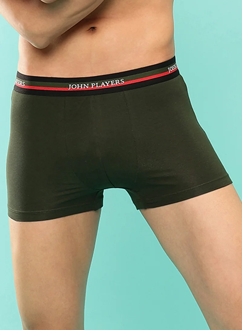 جون بلاير John Players Pack of 2 Classic Cotton Trunks in Dark Green