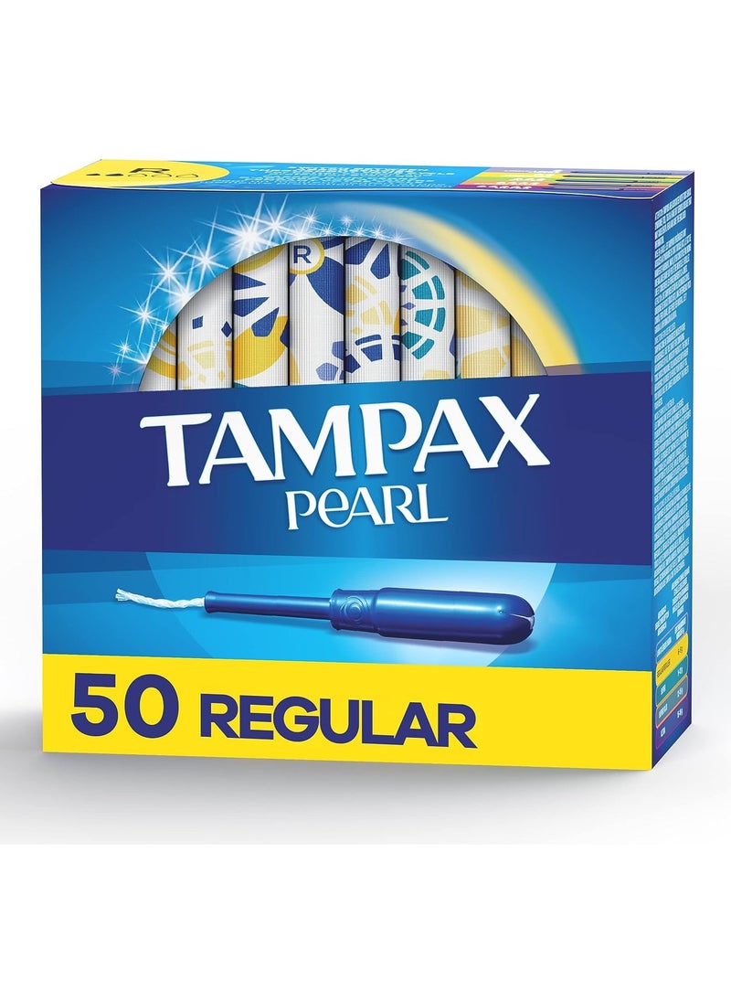 Tampax - Tampax Pearl Tampons Regular Absorbency, With Leakguard Braid, Unscented, 50 Count - Image 1