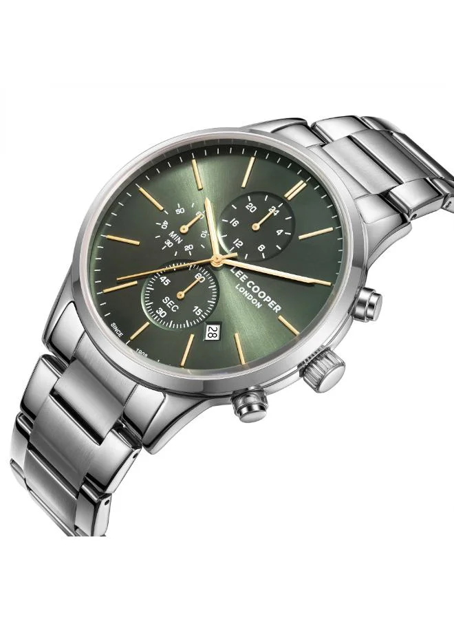 لي كوبر ساعة لي كوبر رجالية متعددة الوظائف بسوار معدني فضي