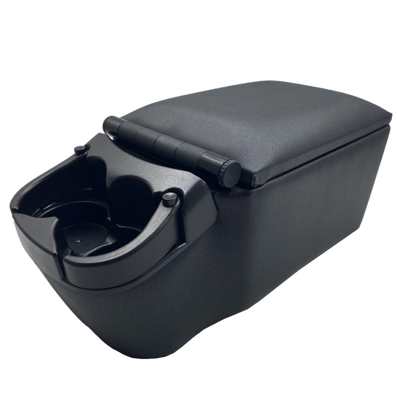 Universal Truck SeatBench Contractor Center Console Business Organizer and Storage with Adjustable Cup Holders Clip Board and Padded Top Lid for Armrest Back Black