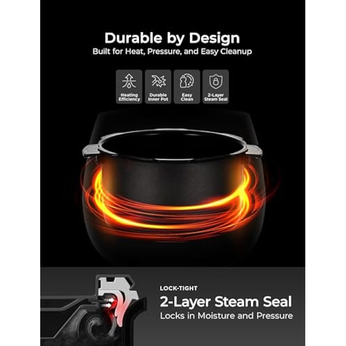 كوكو CrpSt1009Fw طنجرة أرز ضغط مزدوجة مدفأة سعة 10 أكواب غير مطبوخة و20 كوبًا مطبوخًا مع وعاء داخلي غير لاصق و16 خيارًا للقائمة و3 دليل صوتي وتنظيف تلقائي باللون الأبيض - Image 5