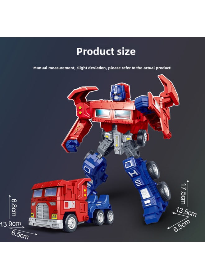 Children's Educational Toy Car Baby Children's Deformation Robot Inertial Car Boy Truck War Police Truck Model-Color:Red/transformation Truck War Police (706-49) - Image 3