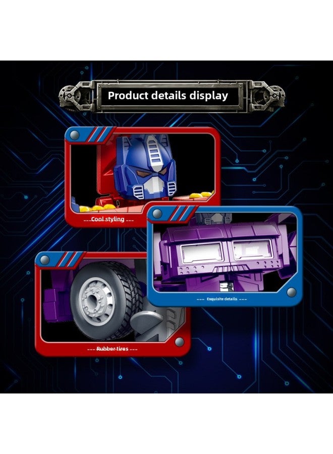 Children's Educational Toy Car Baby Children's Deformation Robot Inertial Car Boy Truck War Police Truck Model-Color:Red/transformation Truck War Police (706-49) - Image 5