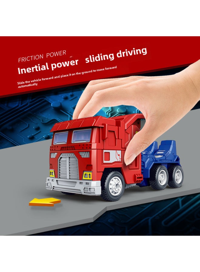 Children's Educational Toy Car Baby Children's Deformation Robot Inertial Car Boy Truck War Police Truck Model-Color:Red/transformation Truck War Police (706-49) - Image 4