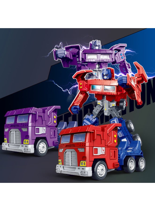 Children's Educational Toy Car Baby Children's Deformation Robot Inertial Car Boy Truck War Police Truck Model-Color:Red/transformation Truck War Police (706-49) - Image 2