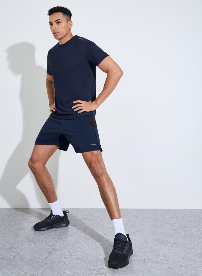 Styli Navy Blue Solid Round Neck Short Sleeves Regular Fit Active T-Shirt - Image 2