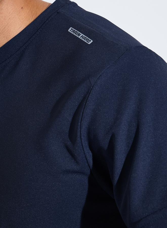 Styli Navy Blue Solid Round Neck Short Sleeves Regular Fit Active T-Shirt - Image 3