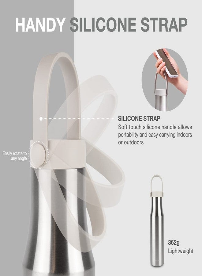 LocknLock Metro Bottle Double-Wall Insulated Stainless Steel with Silicone Handle, 24 oz, Silver - Image 3