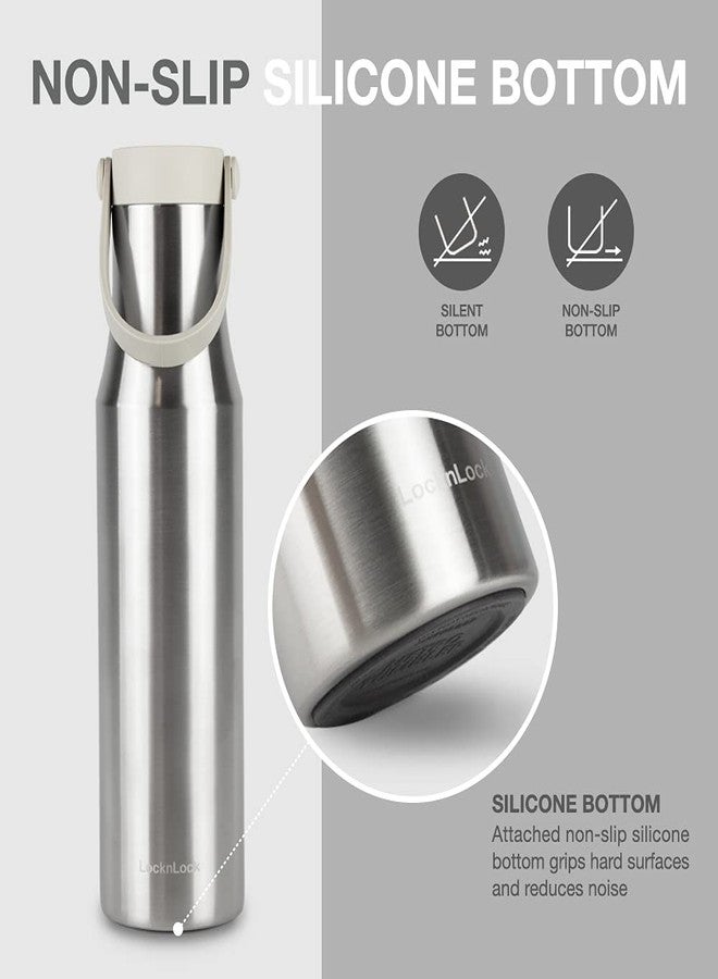 LocknLock Metro Bottle Double-Wall Insulated Stainless Steel with Silicone Handle, 24 oz, Silver - Image 4