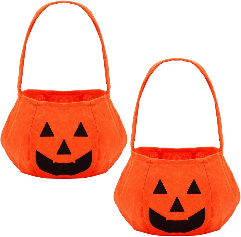Lancry Comfort grip 2 PCS Pumpkin Halloween Candy Bags,Halloween Pumpkin Candy Basket Candy Bucket for Trick or Treat,Orange Handbag Tote bag for Halloween Party Favors N/S/C nationwide deliver - Image 1