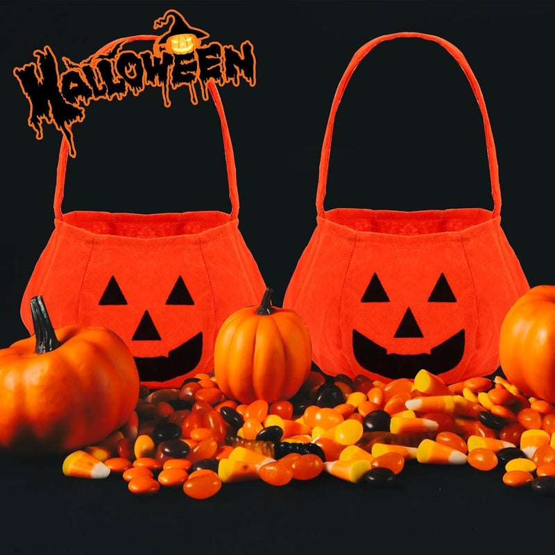 Lancry Comfort grip 2 PCS Pumpkin Halloween Candy Bags,Halloween Pumpkin Candy Basket Candy Bucket for Trick or Treat,Orange Handbag Tote bag for Halloween Party Favors N/S/C nationwide deliver - Image 5