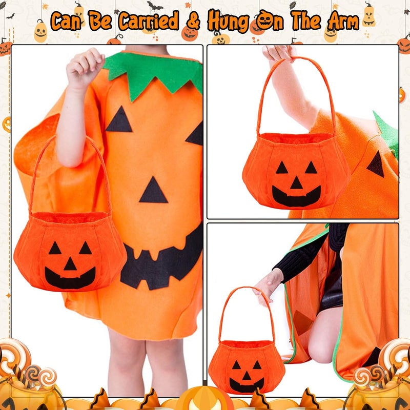 Lancry Comfort grip 2 PCS Pumpkin Halloween Candy Bags,Halloween Pumpkin Candy Basket Candy Bucket for Trick or Treat,Orange Handbag Tote bag for Halloween Party Favors N/S/C nationwide deliver - Image 2