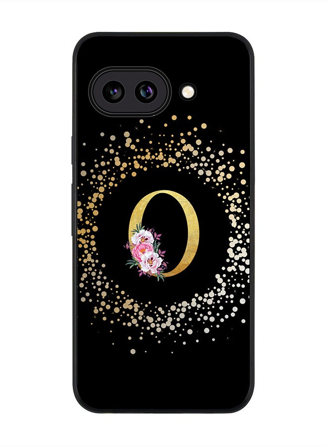 Stylizedd For Google Pixel 9a Case,Slim fit Camera Protection, Shockproof Thin Phone cover  - Custom Monogram Floral - O ( Black )