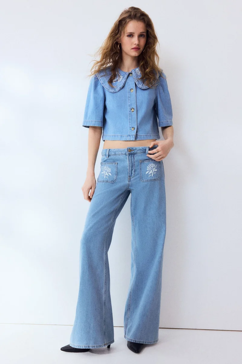 اتش اند ام جينز بقصة واسعة وخصر عادي