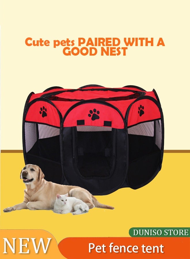 إسكدنيا حظيرة لعب محمولة للحيوانات الأليفة، حظيرة لعب للكلاب، خيام تمارين للحيوانات الأليفة قابلة للطي، بيت للكلاب، ملعب للجراء والكلاب/القطط، للاستخدام الداخلي والخارجي، والسفر والتخييم - Image 1
