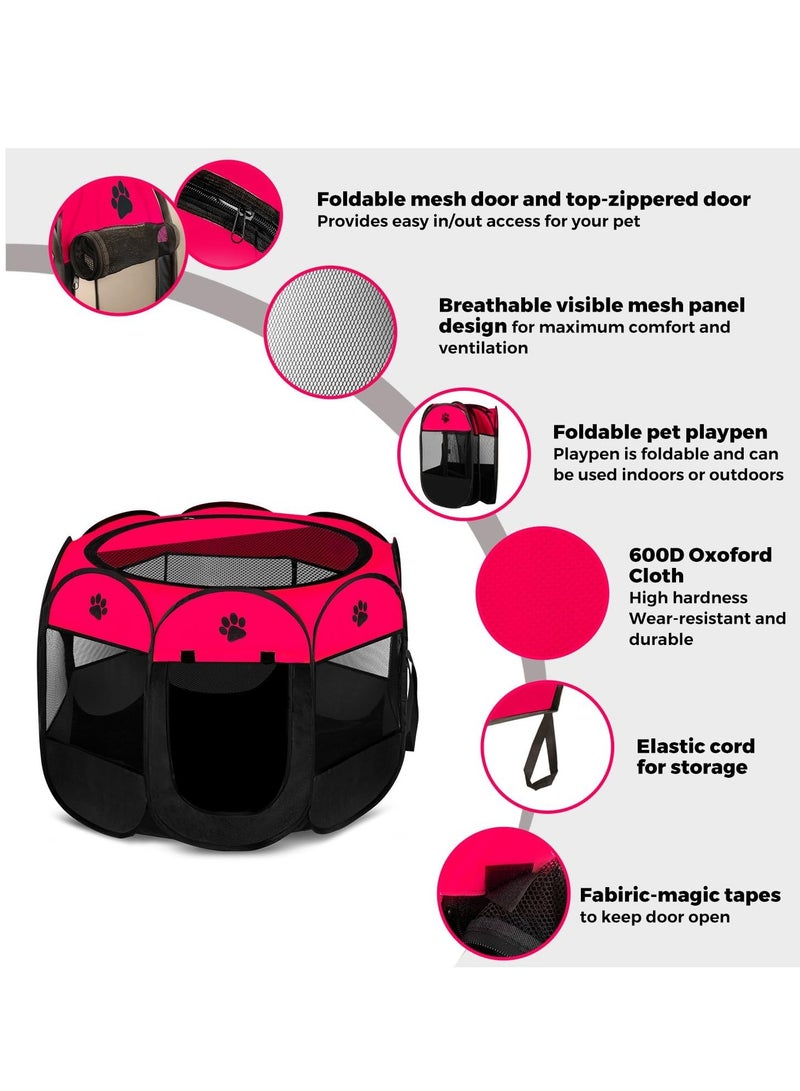 إسكدنيا حظيرة لعب محمولة للحيوانات الأليفة، حظيرة لعب للكلاب، خيام تمارين للحيوانات الأليفة قابلة للطي، بيت للكلاب، ملعب للجراء والكلاب/القطط، للاستخدام الداخلي والخارجي، والسفر والتخييم - Image 3