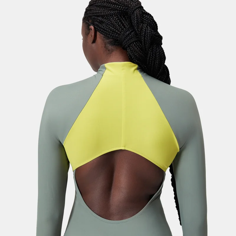 speedo Green Women's Zip Colourblock One-Piece Swimsuit for Women | Best Price UAE