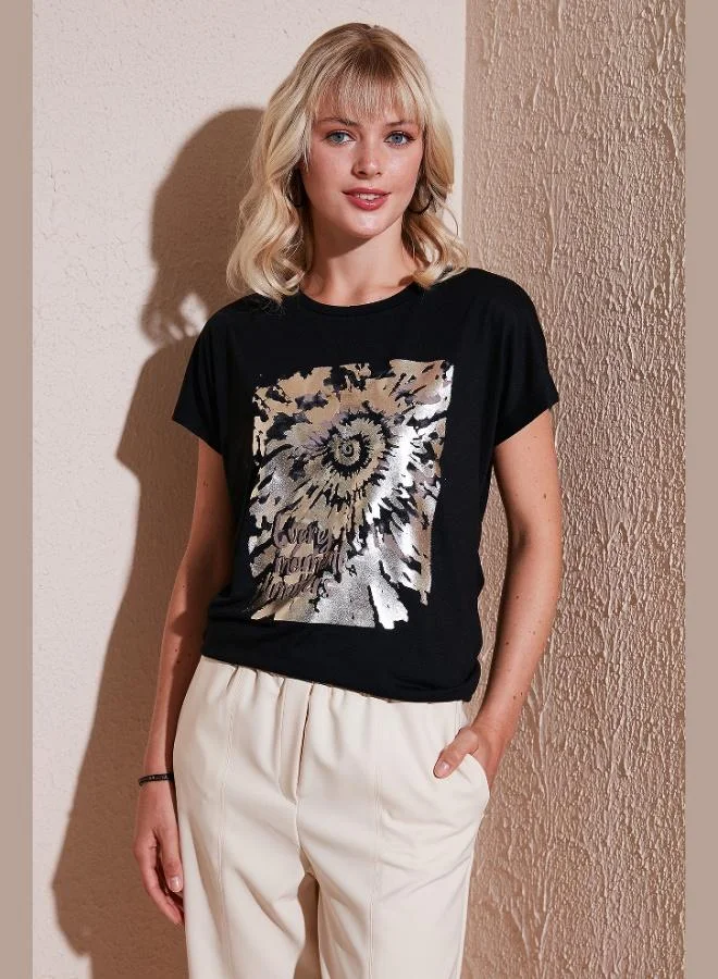 Lela Lela Printed Crew Neck Regular Fit T-Shirt Women's T-Shirt 6671001