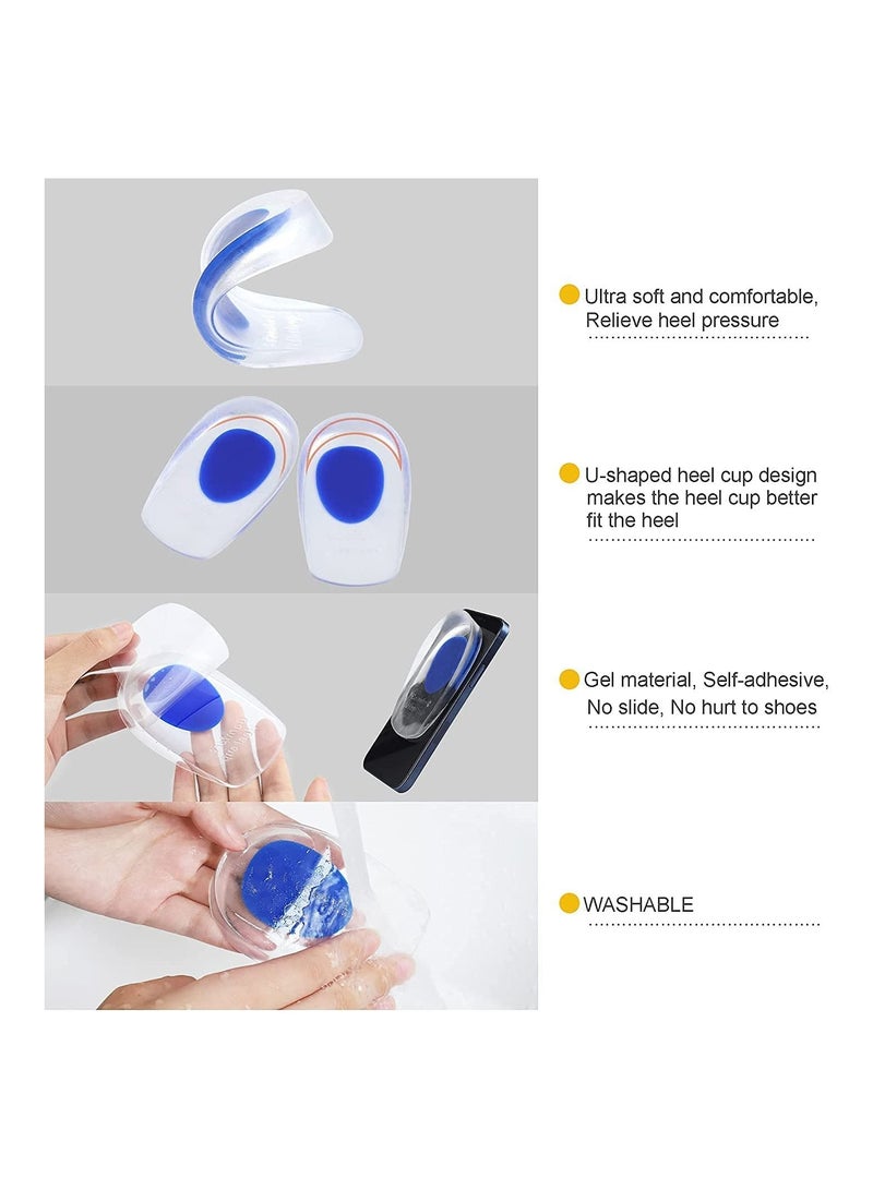 2 Pair Silicone Heel Cup Pads for Bone Spurs Pain Relief Protectors - Image 3