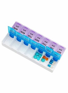 Excefore 7 Day AM & PM Pill Box, Tablet Storage Box, Pill Organizer, Vitamin Medicine Tablet Dispenser with 14 compartments  - Image 1