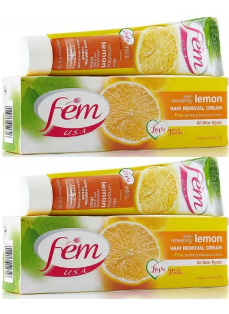 fem Two Pieces of Lemon Hair Removal Cream for All Skin Types - 120g  - Image 1