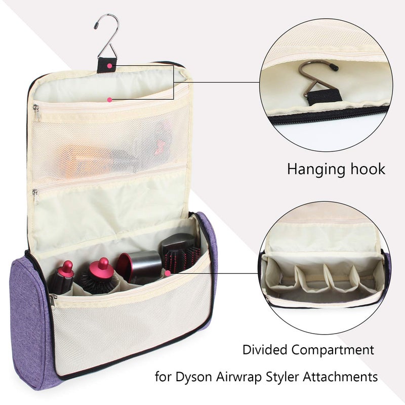 Teamoy Travel Storage Bag Compatible with Dyson Airwrap Styler, Portable Travel Organizer for Airwrap Styler and Attachments, Purple - Image 2