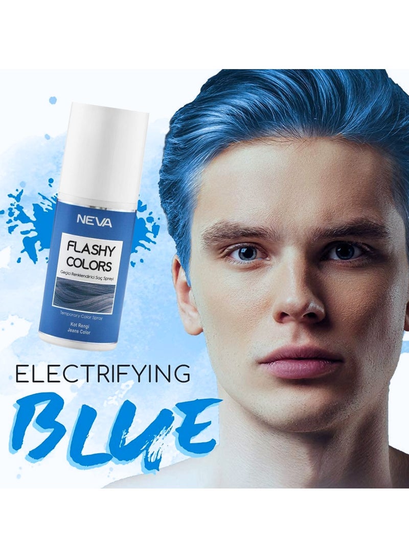 NEVA Flashy Hair Colors Temporary Hair Color Spray - 75ml - JEANS COLOR - Image 2