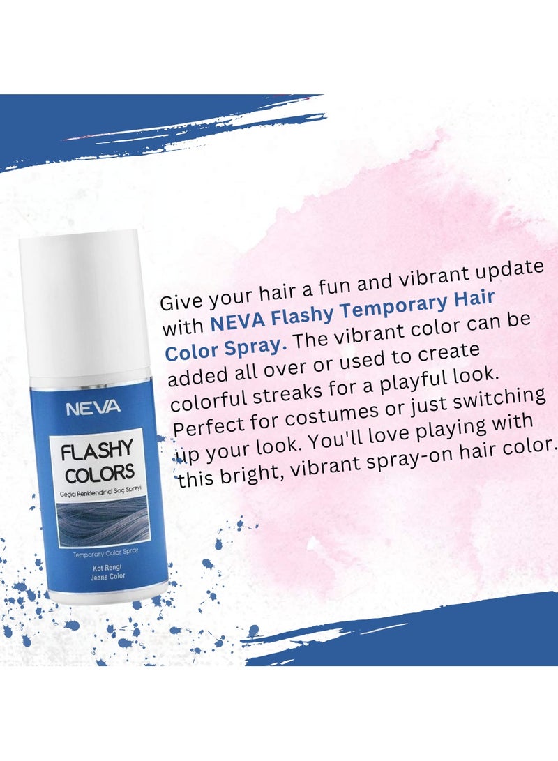 NEVA Flashy Hair Colors Temporary Hair Color Spray - 75ml - JEANS COLOR - Image 3