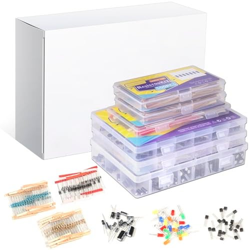 ALLECIN 1910Pcs Electronic Component Kit Resistor Electrolytic Capacitor Schottky Diodes LED Diode Transistor Electronics Components Assortment for DIY Project - Image 1