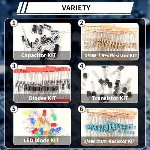 ALLECIN 1910Pcs Electronic Component Kit Resistor Electrolytic Capacitor Schottky Diodes LED Diode Transistor Electronics Components Assortment for DIY Project - Image 5