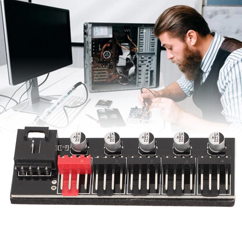PWM Fan Hub 12V 4 Pin for PC CPU Cooling with 5 3 Pin and 4 Pin Connectors - Image 3