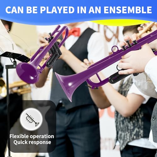PAMPET Professional Plastic Bb Trumpet Student Trumpet Set for Student Beginner With 7C Mouthpiece and 3C Mouthpiece Bb Trumpet Instrument Purple, PM160 - Image 4