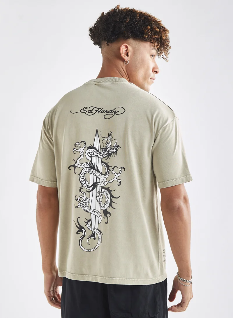 Splash FAV Logo Print Crew Neck T-shirt with Short Sleeves