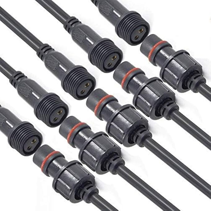 YETOR Waterproof Connectors 2 Wire16Awg Male Female Plug Led Connector With 2Pin Waterproof ConnectorsIp68 20Cm Extension Cable For Car Truck BoatIndoorOutdoor Led Strip Lights5Pairs - Image 3