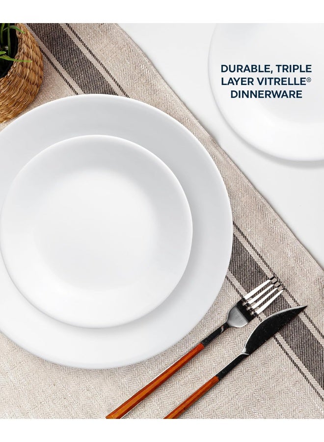 Corelle طقم أدوات المائدة كوريل فيتريل 18 قطعة لخدمة 6 أشخاص، أطباق وأوعية دائرية خفيفة الوزن مقاومة للكسر والتشقق، بيضاء شتوية فروسيت - Image 3